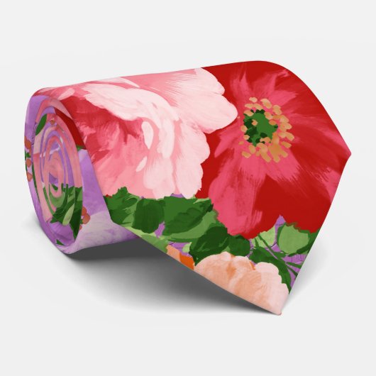 Farbenfrohe Blume Illustration Design Pattern Krawatte (Gerollt)