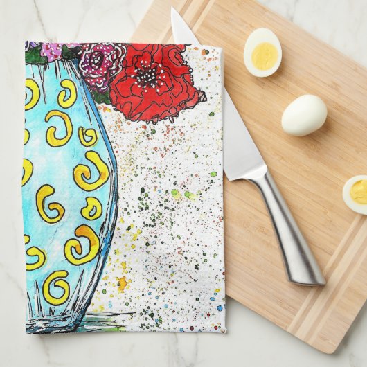 Farbenfrohe Blume in einer Vase Blumenküche Handtu Geschirrtuch (Viertel Falte)