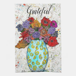 Farbenfrohe Blume in einer Vase Blumenküche Handtu Geschirrtuch