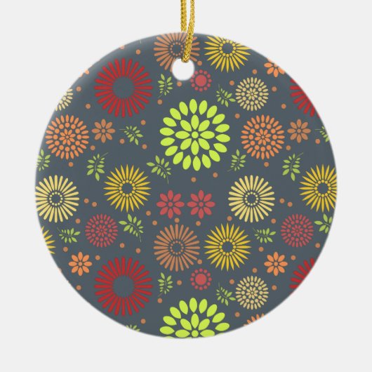 Farbenfrohe Blume in warmen Farbtönen Keramik Ornament (Vorne)