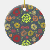 Farbenfrohe Blume in warmen Farbtönen Keramik Ornament (Hinten)