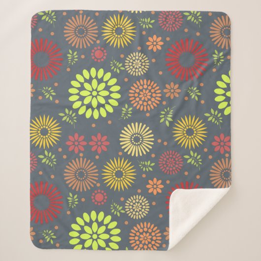 Farbenfrohe Blume in warmen Farbtönen Sherpadecke (Vorderseite)