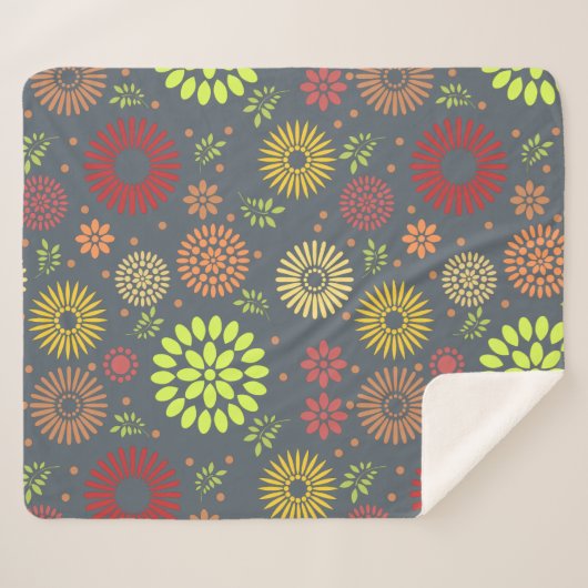 Farbenfrohe Blume in warmen Farbtönen Sherpadecke (Vorderseite (Horizontal))