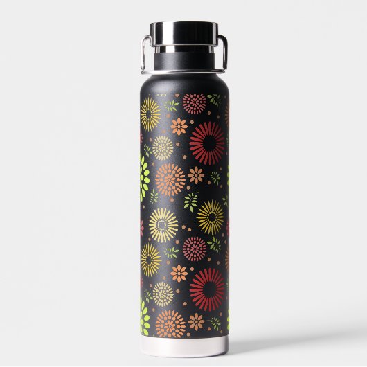 Farbenfrohe Blume in warmen Farbtönen Trinkflasche (Rückseite)