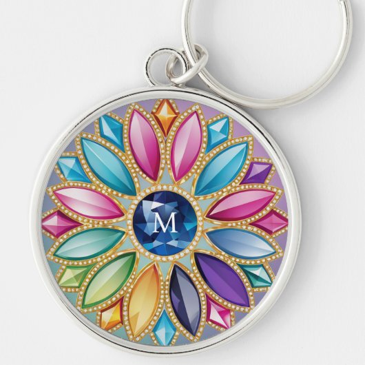 Farbenfrohe Blume Jewel Schlüsselanhänger (Vorne)