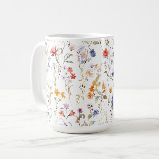 Farbenfrohe Blume Kaffeetasse (Vorderseite Links)