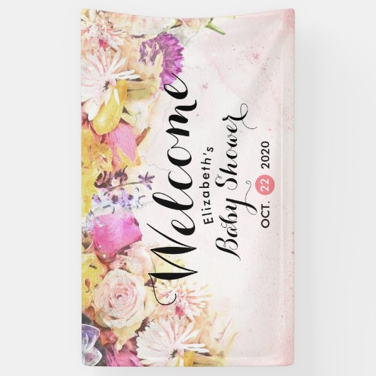 Farbenfrohe Blume Kinderdusche Willkommen Banner (Vertikal)