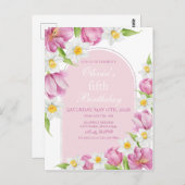 Farbenfrohe Blume Kindergeburtstag Postkarte (Vorne/Hinten)