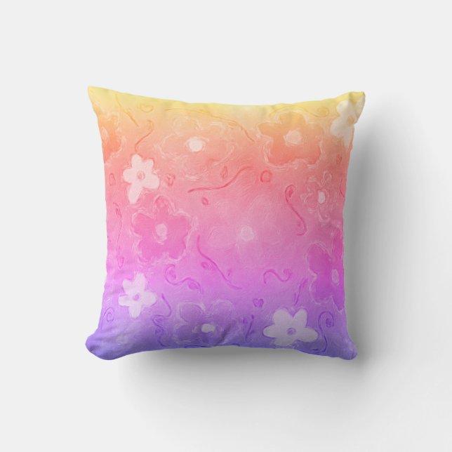 Farbenfrohe Blume Kissen (Vorderseite)