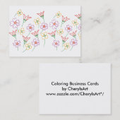 Farbenfrohe Blume Konturen Farben Visitenkarten Visitenkarte (Vorne/Hinten)