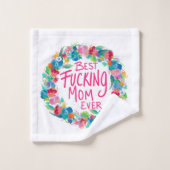 Farbenfrohe Blume Kranz Beste F*Mama je Badhandtuch Set (Waschlappen)