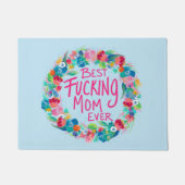 Farbenfrohe Blume Kranz Beste F*Mama je Fußmatte (Vorderseite)