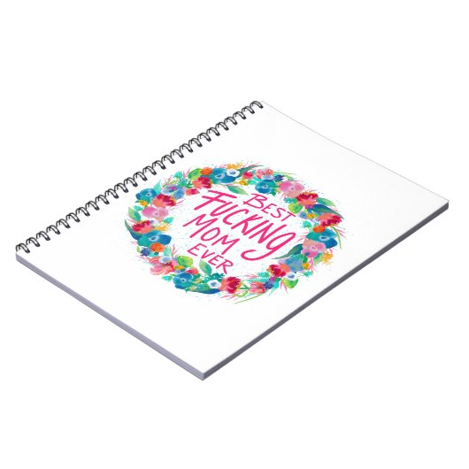 Farbenfrohe Blume Kranz Beste F*Mama je Notizblock (Linke Seite)