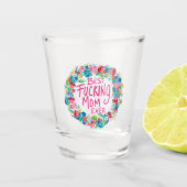 Farbenfrohe Blume Kranz Beste F*Mama je Schnapsglas (Vorderseite)