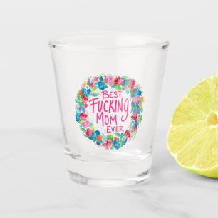 Farbenfrohe Blume Kranz Beste F*Mama je Schnapsglas