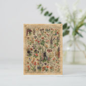 Farbenfrohe Blume Kräuter Wörterbuch Kunst Postkarte (Stehend Vorderseite)