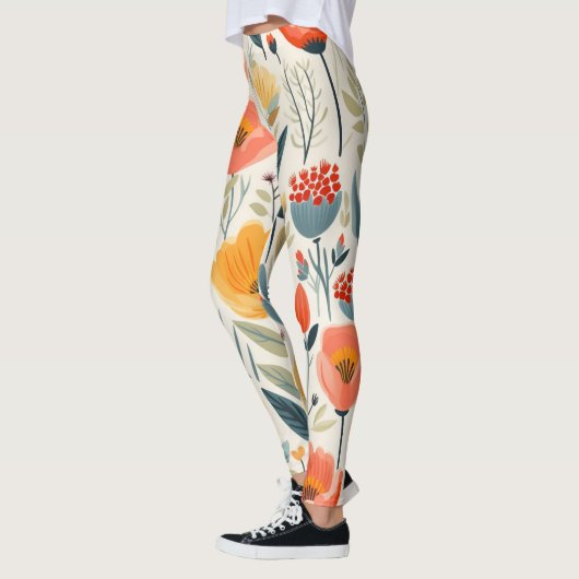 Farbenfrohe Blume Kunst Leggings (Links)
