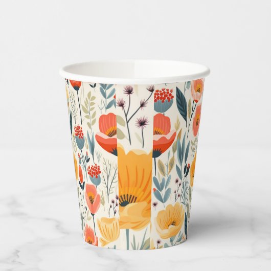 Farbenfrohe Blume Kunst Pappbecher (Links)