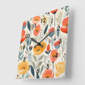 Farbenfrohe Blume Kunst Quadratische Wanduhr (Winkel)