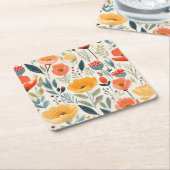 Farbenfrohe Blume Kunst Rechteckiger Pappuntersetzer (angewinkelt)