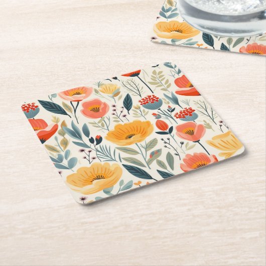 Farbenfrohe Blume Kunst Rechteckiger Pappuntersetzer (angewinkelt)