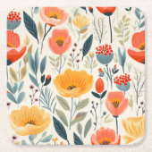 Farbenfrohe Blume Kunst Rechteckiger Pappuntersetzer (Vorderseite)