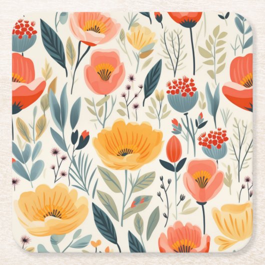 Farbenfrohe Blume Kunst Rechteckiger Pappuntersetzer (Vorderseite)
