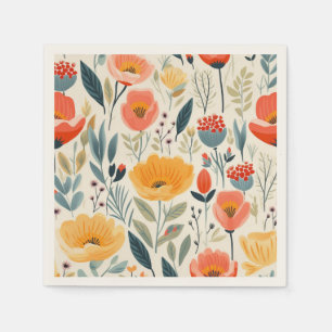 Farbenfrohe Blume Kunst Serviette