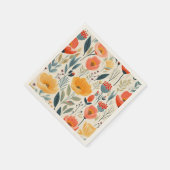 Farbenfrohe Blume Kunst Serviette (Ecke)