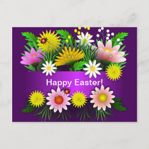 Farbenfrohe Blume Lady Bugs Wasserfarbenfrohe Oste Postkarte