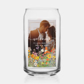 Farbenfrohe Blume Land Hochzeit Begrüßung Foto Dosenglas (Vorderseite)