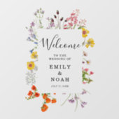 Farbenfrohe Blume Land Hochzeit Willkommen Fensteraufkleber (Blatt)