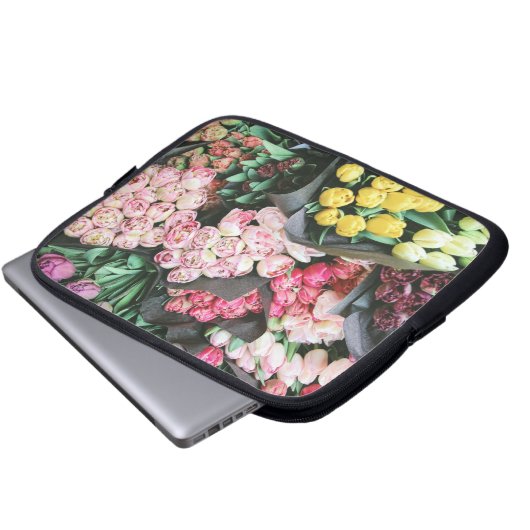 farbenfrohe Blume Laptopschutzhülle (Vorne Knopf)
