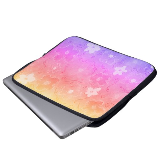 Farbenfrohe Blume Laptopschutzhülle (Vorne Knopf)