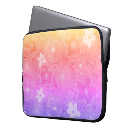 Farbenfrohe Blume Laptopschutzhülle (Vorderseite Links)