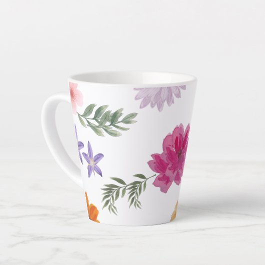 Farbenfrohe Blume Latte Tasse (Linke Ecke)
