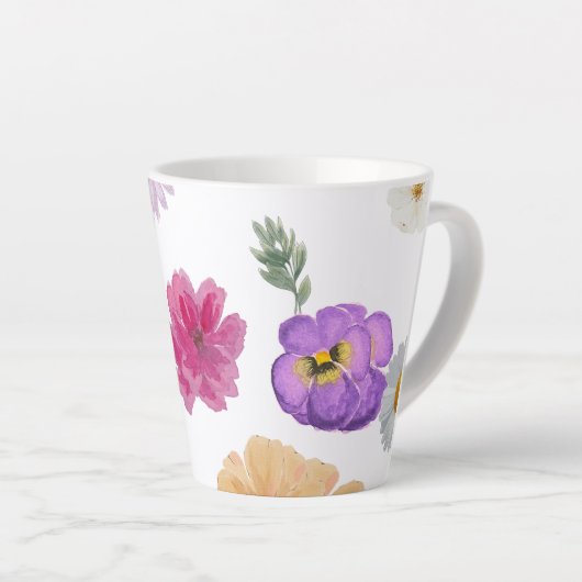 Farbenfrohe Blume Latte Tasse (Rechte Ecke)