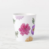Farbenfrohe Blume Latte Tasse (Vorderseite)