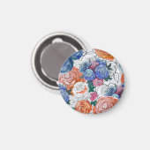 Farbenfrohe Blume: Lebhaftes, nahtloses Muster Magnet (Vorderseite/Rückseite)