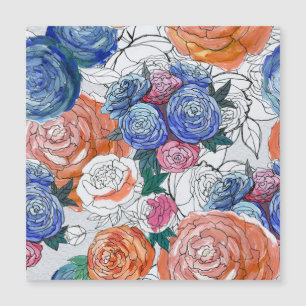 Farbenfrohe Blume: Lebhaftes, nahtloses Muster Magnetkarte