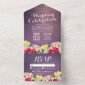 Farbenfrohe Blume Lila BG Wedding RSVP All In One Einladung (Innen Boden)
