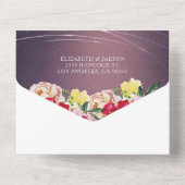 Farbenfrohe Blume Lila BG Wedding RSVP All In One Einladung (Rückseite)