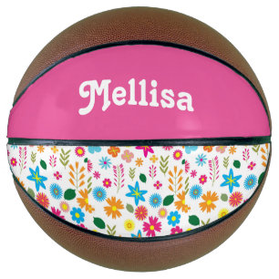 Farbenfrohe Blume Mädchen nach Maß Basketball