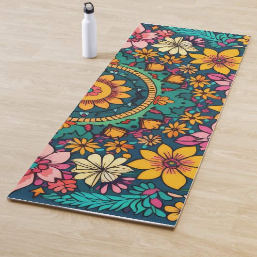 Farbenfrohe Blume Mandala Yogamatte (Beispiel)