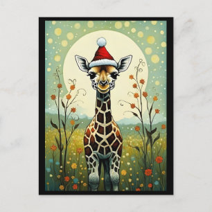 Farbenfrohe Blume Meadow Giraffe Weihnachten Postkarte