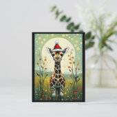 Farbenfrohe Blume Meadow Giraffe Weihnachten Postkarte (Stehend Vorderseite)
