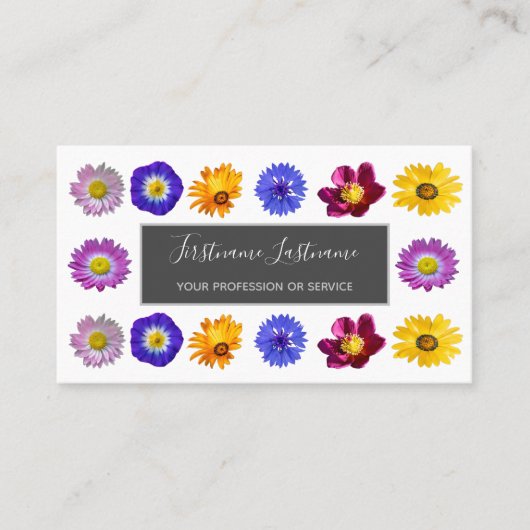 Farbenfrohe Blume mit elegantem Blumengeschäft Visitenkarte (Vorderseite)