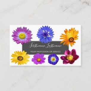 Farbenfrohe Blume mit elegantem Blumengeschäft Visitenkarte