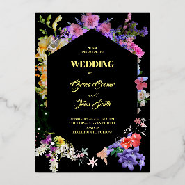 farbenfrohe Blume mit geometrischer Form Folieneinladung