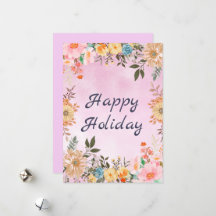 Farbenfrohe Blume mit Happy Holiday Typografie